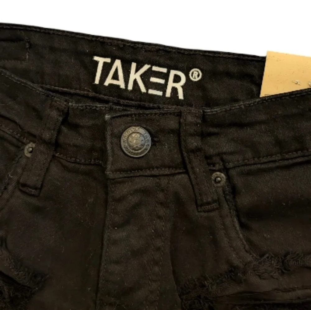 Taker Jet Black Stacked Slim Flare Fit Jeans Size 29 New